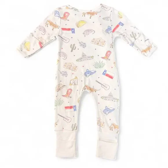 Nola Tawk Texas Kids Unisex Baby Sleeper‎ Organic Cotton Convertible Zipper PJs - Picture 4 of 8